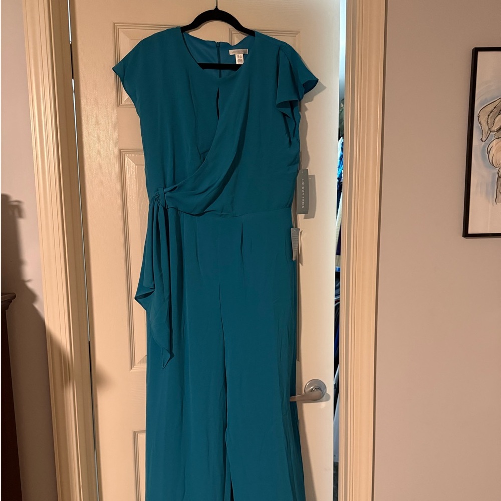 NWT London Times Teal Wrap Jumpsuit